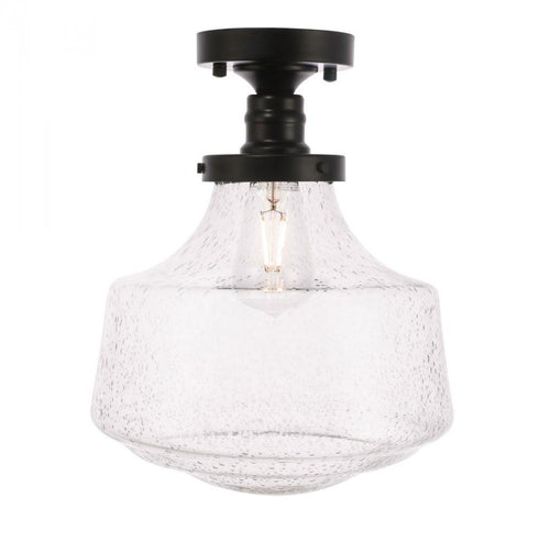 Elegant Lighting Lyle 1 light in Black and Clear seeded glass Flush mount Model: LD6240BK