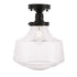 Elegant Lighting Lyle 1 light in Black and Clear seeded glass Flush mount Model: LD6240BK