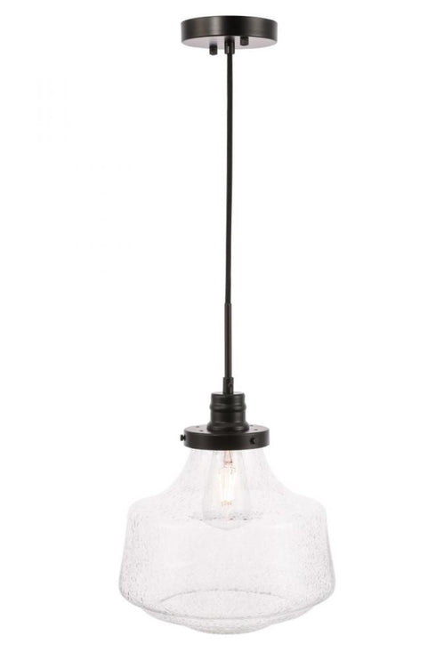 Elegant Lighting Lyle 1 light in Black and Clear seeded glass pendant Model: LD6252BK