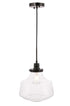 Elegant Lighting Lyle 1 light in Black and Clear seeded glass pendant Model: LD6252BK