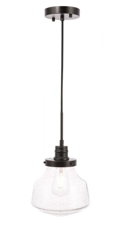 Elegant Lighting Lyle 1 light in Black and Clear seeded glass pendant Model: LD6252BK