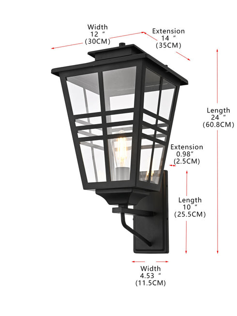 Elegant Lighting Macon 1 Light Wall sconce W12 Inch E14 Inch H24 Inch L1 in Black (1Box) Model: OD303W24BK