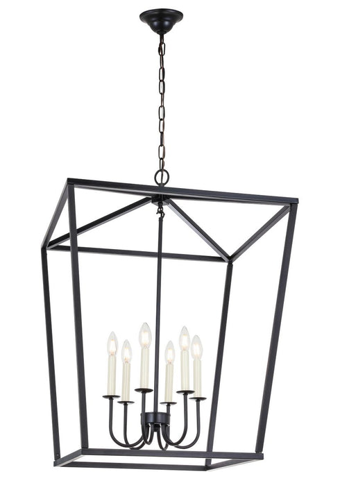 Elegant Lighting Maddox 6 light in Black chandelier Model: LD6008D24BK