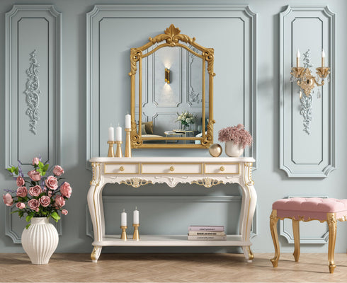 Elegant Lighting Madeline Wall mirror 25.5 Inch x36 Inch gold leaf Model: MR7A2636GF
