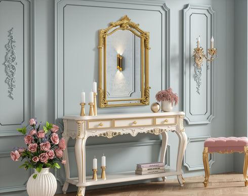 Elegant Lighting Madeline Wall mirror 28.5 Inch x36 Inch gold leaf Model: MR7A2936GF