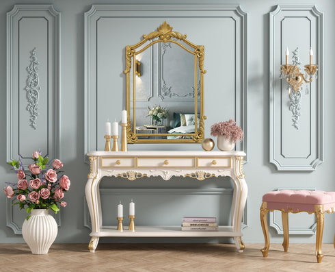 Elegant Lighting Madeline Wall mirror 28.5 Inch x42 Inch gold leaf Model: MR7A2942GF