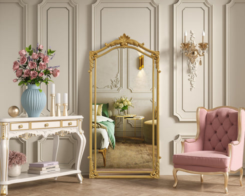 Elegant Lighting Madeline Wall mirror 33.5 Inch x66 Inch gold leaf Model: MR7A3466GF