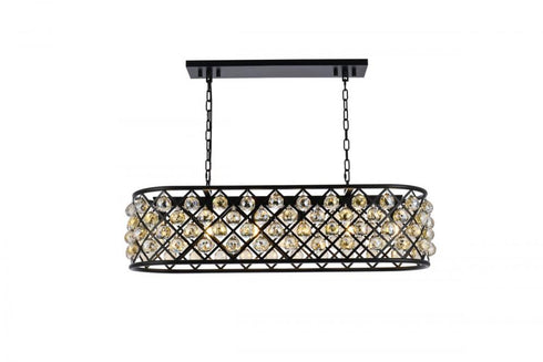 Elegant Lighting Madison 6 light in Matte Black Chandelier Golden Teak (Smoky) Royal Cut Crystal Model: 1216G40MB-GT/RC