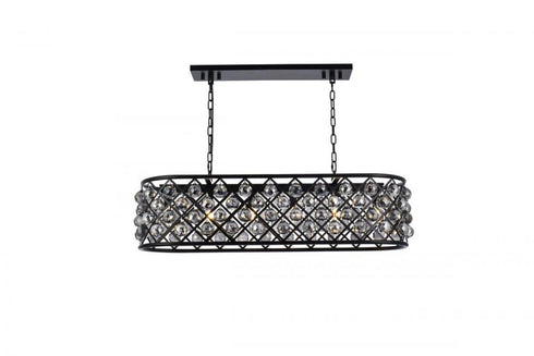 Elegant Lighting Madison 6 light in Matte Black Chandelier Golden Teak (Smoky) Royal Cut Crystal Model: 1216G40MB-GT/RC