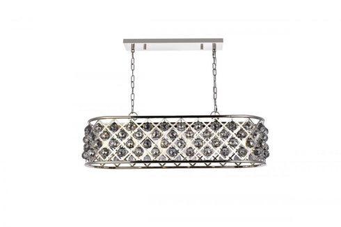 Elegant Lighting Madison 6 light in Matte Black Chandelier Golden Teak (Smoky) Royal Cut Crystal Model: 1216G40MB-GT/RC