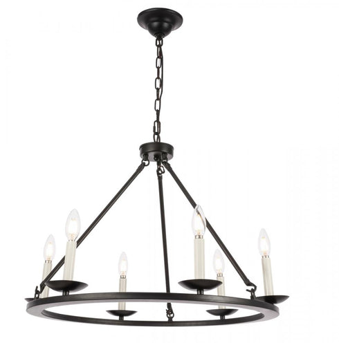 Elegant Lighting Maine 6 light in Black chandelier Model: LD6010D26BK