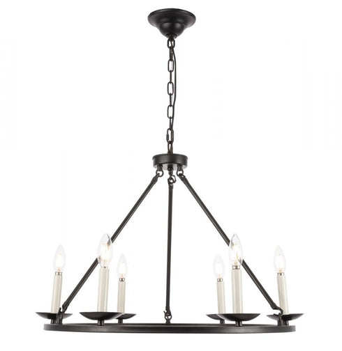 Elegant Lighting Maine 6 light in Black chandelier Model: LD6010D26BK