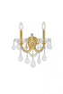 Elegant Lighting Maria Theresa 2 light in Chrome Wall Sconce Golden Teak (Smoky) Royal Cut Crystal Model: 2800W2C-GT/RC