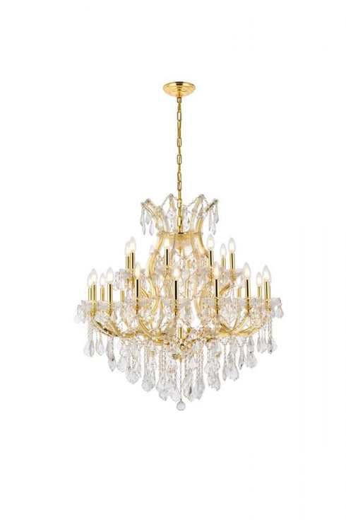 Elegant Lighting Maria Theresa 24 light in Chrome Chandelier Golden Teak (Smoky) Royal Cut Crystal Model: 2800D36C-GT/RC
