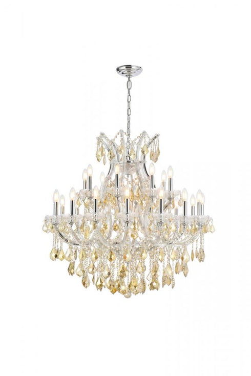 Elegant Lighting Maria Theresa 24 light in Chrome Chandelier Golden Teak (Smoky) Royal Cut Crystal Model: 2800D36C-GT/RC