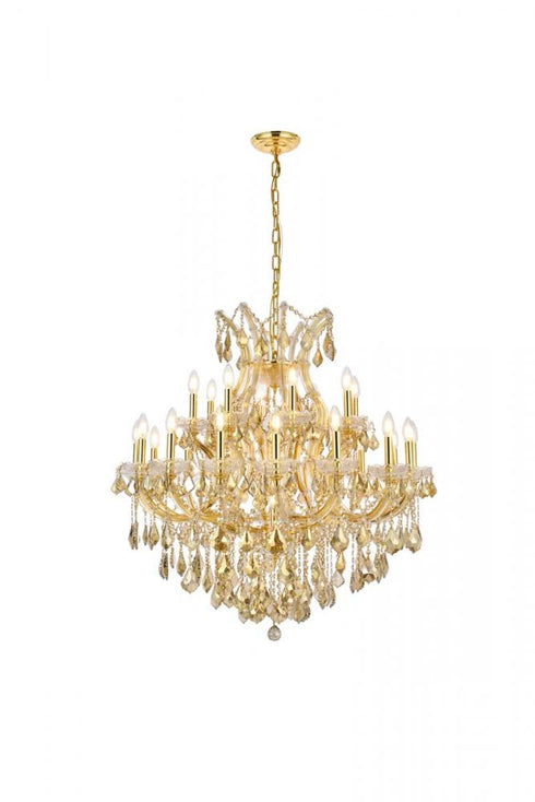 Elegant Lighting Maria Theresa 24 light in Chrome Chandelier Golden Teak (Smoky) Royal Cut Crystal Model: 2800D36C-GT/RC