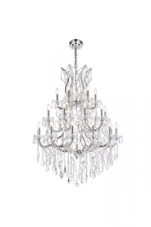 Elegant Lighting Maria Theresa 28 light in Chrome Chandelier Golden Teak (Smoky) Royal Cut Crystal Model: 2800D38C-GT/RC