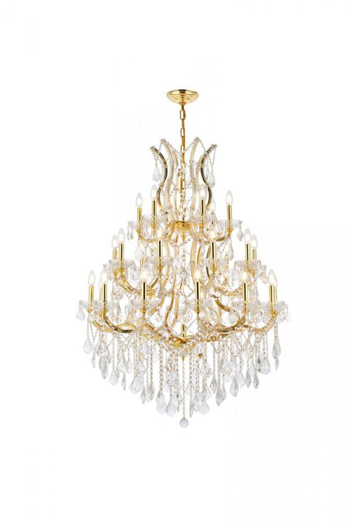 Elegant Lighting Maria Theresa 28 light in Chrome Chandelier Golden Teak (Smoky) Royal Cut Crystal Model: 2800D38C-GT/RC