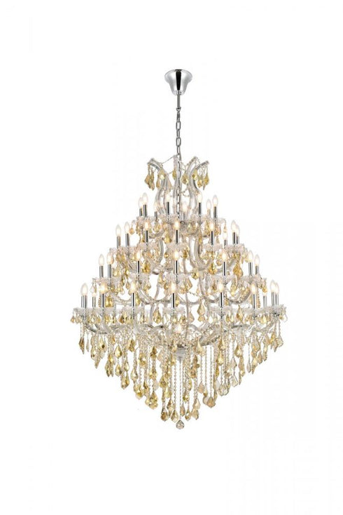 Elegant Lighting Maria Theresa 49 light in Chrome Chandelier Golden Teak (Smoky) Royal Cut Crystal Model: 2800G46C-GT/RC