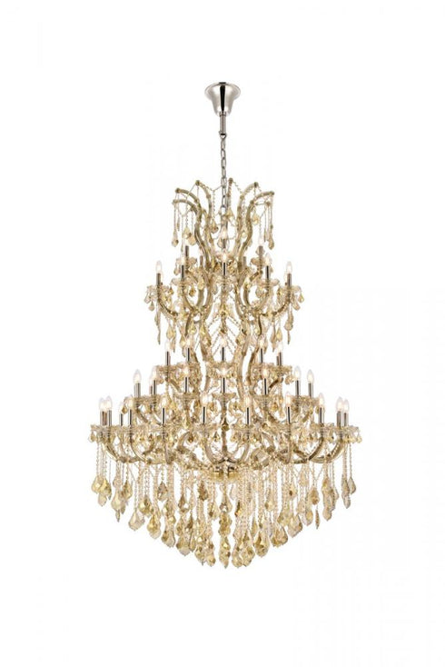 Elegant Lighting Maria Theresa 61 light in Chrome Chandelier Golden Teak (Smoky) Royal Cut Crystal Model: 2800G54C-GT/RC