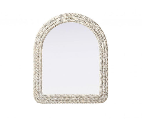 Elegant Lighting Marlowe Arch Cornhusk Mirror 30x36 Inch in Linen White Model: MR4G3036LN