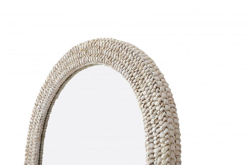 Elegant Lighting Marlowe Arch Cornhusk Mirror 30x42 Inch in Linen White Model: MR4G3042LN
