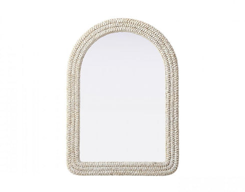 Elegant Lighting Marlowe Arch Cornhusk Mirror 30x42 Inch in Linen White Model: MR4G3042LN