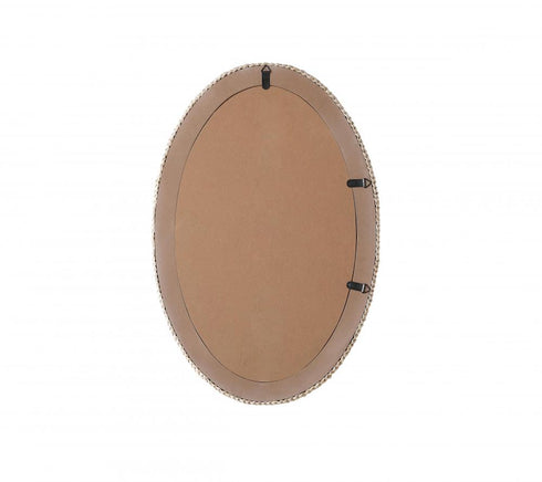 Elegant Lighting Marlowe Oval Cornhusk Mirror 24x36 Inch in Linen White Model: MR4C2436LN