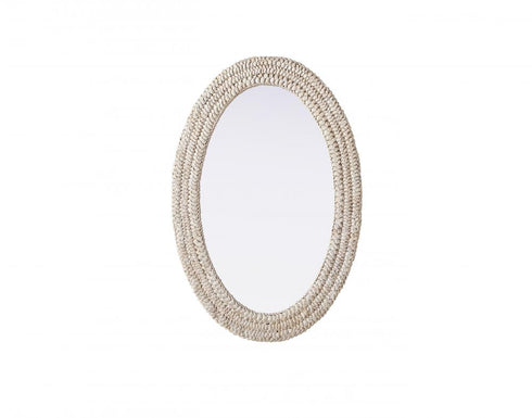 Elegant Lighting Marlowe Oval Cornhusk Mirror 24x36 Inch in Linen White Model: MR4C2436LN