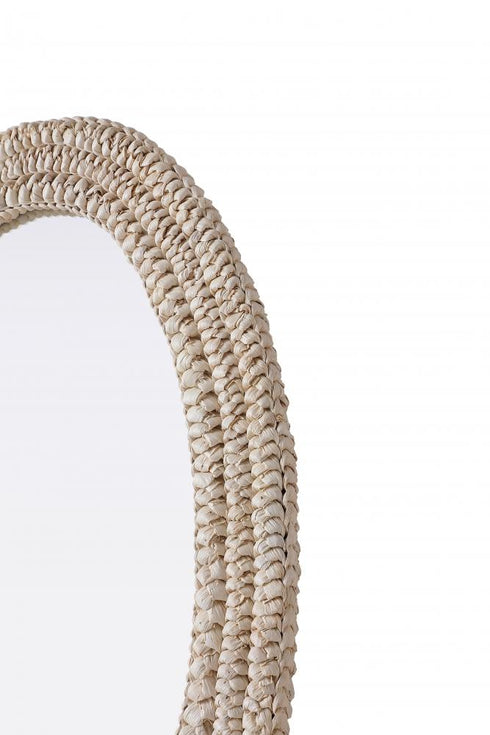 Elegant Lighting Marlowe Oval Cornhusk Mirror 24x36 Inch in Linen White Model: MR4C2436LN