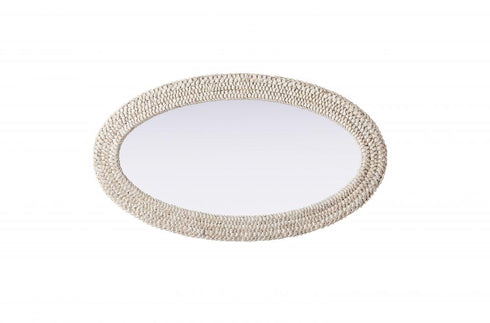 Elegant Lighting Marlowe Oval Cornhusk Mirror 24x42 Inch in Linen White Model: MR4C2442LN