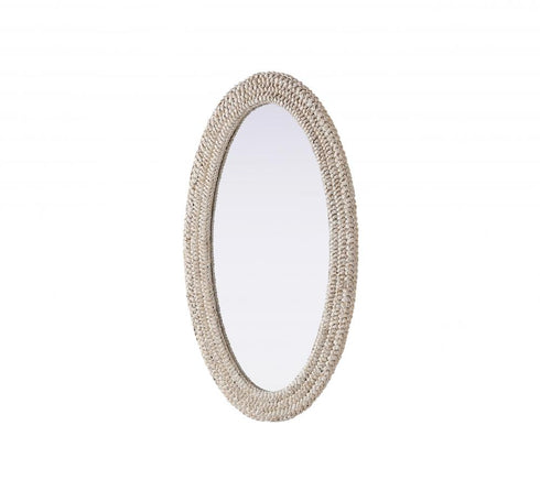 Elegant Lighting Marlowe Oval Cornhusk Mirror 24x42 Inch in Linen White Model: MR4C2442LN