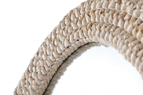 Elegant Lighting Marlowe Oval Cornhusk Mirror 24x42 Inch in Linen White Model: MR4C2442LN