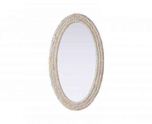 Elegant Lighting Marlowe Oval Cornhusk Mirror 24x42 Inch in Linen White Model: MR4C2442LN