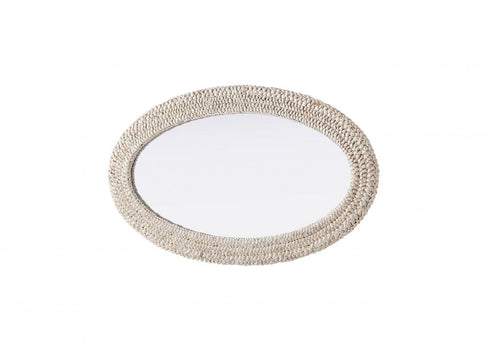 Elegant Lighting Marlowe Oval Cornhusk Mirror 24x42 Inch in Linen White Model: MR4C2442LN