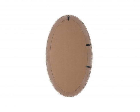 Elegant Lighting Marlowe Oval Cornhusk Mirror 24x42 Inch in Linen White Model: MR4C2442LN