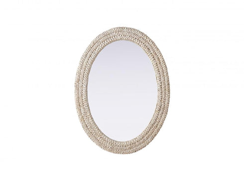 Elegant Lighting Marlowe Oval Cornhusk Mirror 27x36 Inch in Linen White Model: MR4C2736LN