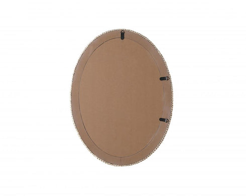 Elegant Lighting Marlowe Oval Cornhusk Mirror 27x36 Inch in Linen White Model: MR4C2736LN