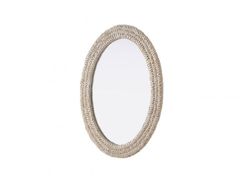 Elegant Lighting Marlowe Oval Cornhusk Mirror 27x36 Inch in Linen White Model: MR4C2736LN