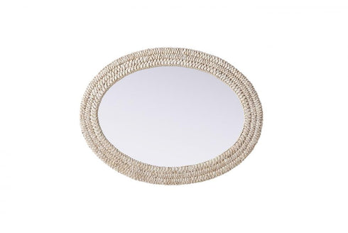 Elegant Lighting Marlowe Oval Cornhusk Mirror 27x36 Inch in Linen White Model: MR4C2736LN