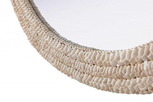 Elegant Lighting Marlowe Oval Cornhusk Mirror 27x36 Inch in Linen White Model: MR4C2736LN