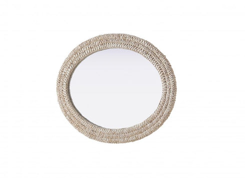 Elegant Lighting Marlowe Oval Cornhusk Mirror 27x36 Inch in Linen White Model: MR4C2736LN