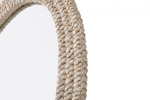 Elegant Lighting Marlowe Oval Cornhusk Mirror 27x42 Inch in Linen White Model: MR4C2742LN