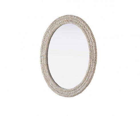 Elegant Lighting Marlowe Oval Cornhusk Mirror 30x36 Inch in Linen White Model: MR4C3036LN