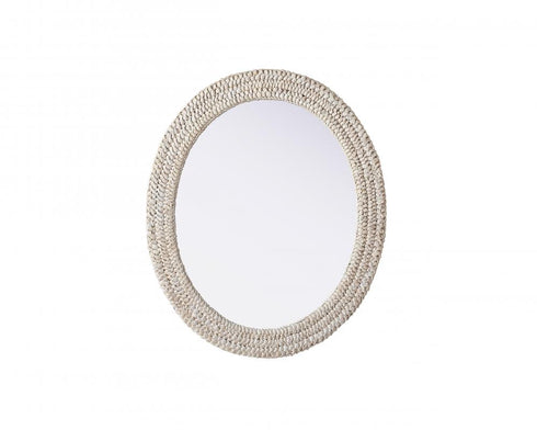 Elegant Lighting Marlowe Oval Cornhusk Mirror 30x36 Inch in Linen White Model: MR4C3036LN