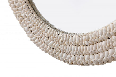 Elegant Lighting Marlowe Oval Cornhusk Mirror 30x36 Inch in Linen White Model: MR4C3036LN
