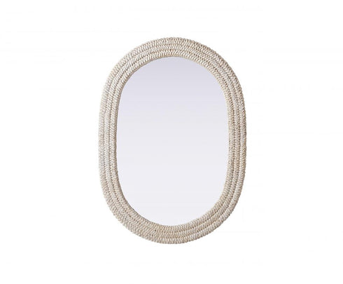 Elegant Lighting Marlowe Oval Cornhusk Mirror 30x42 Inch in Linen White Model: MR4C3042LN