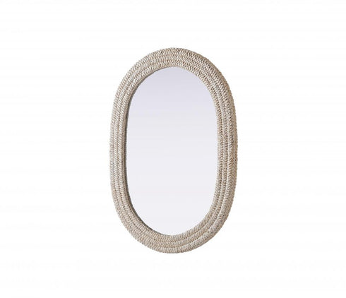 Elegant Lighting Marlowe Oval Cornhusk Mirror 30x42 Inch in Linen White Model: MR4C3042LN