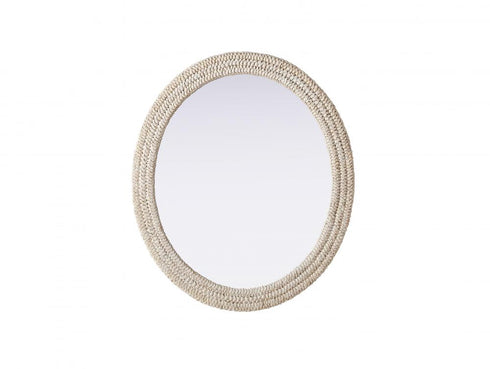 Elegant Lighting Marlowe Oval Cornhusk Mirror 36x42 Inch in Linen White Model: MR4C3642LN
