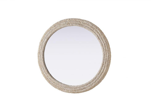 Elegant Lighting Marlowe Oval Cornhusk Mirror 36x42 Inch in Linen White Model: MR4C3642LN